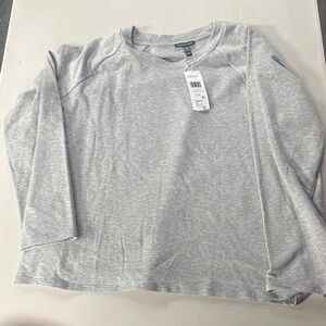 Eileen Fisher Light Gray Crew Neck Top XL
